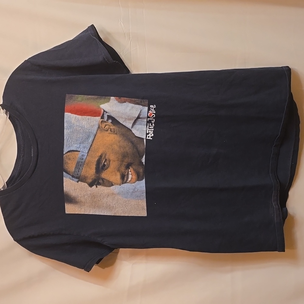 TU PAC POETIC JUSTICE Black Graphic T-Shirt